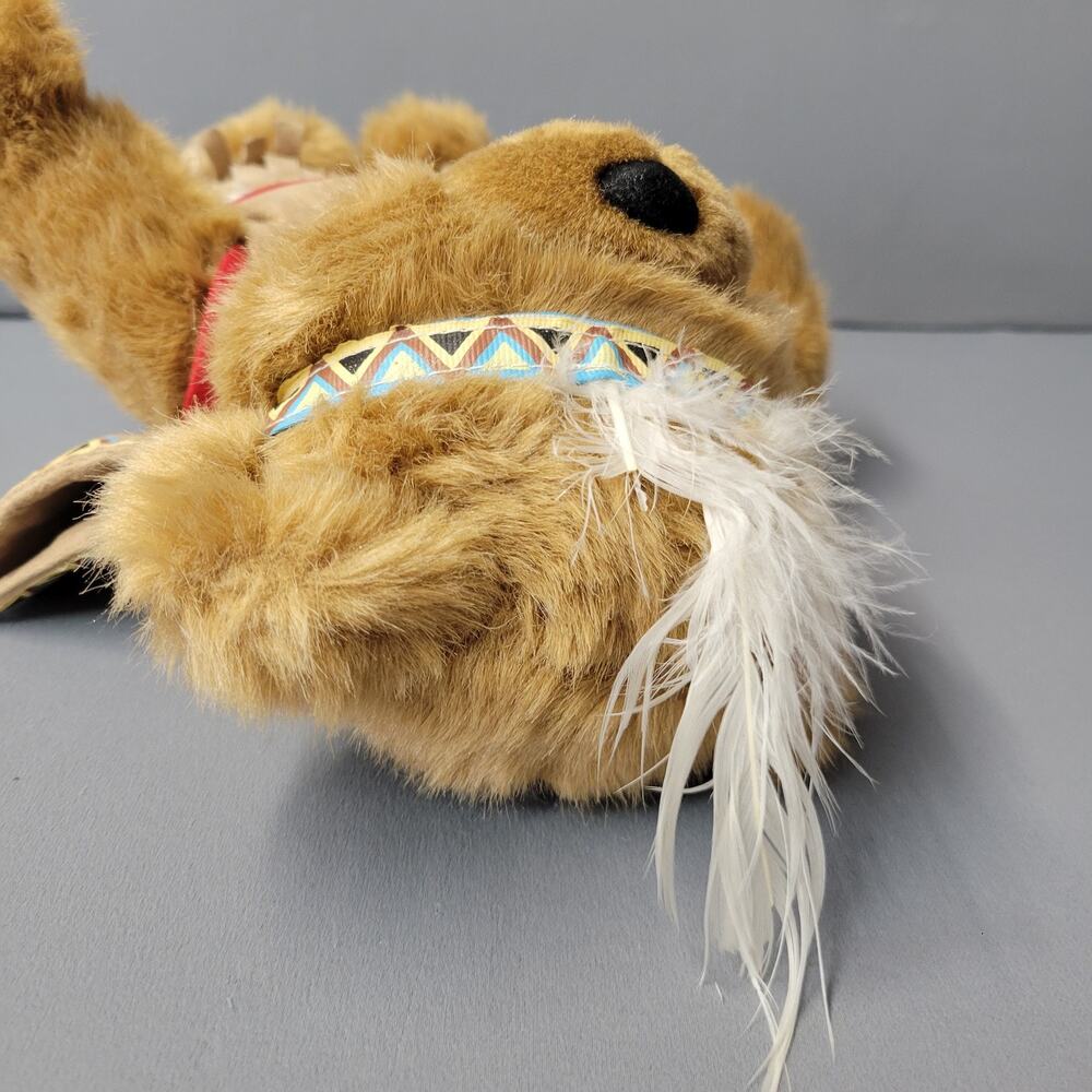 Vintage Plush Teddy Bear #01939 Feather Headband Suede 13" Toys Stuffed Animal - Picture 8 of 11